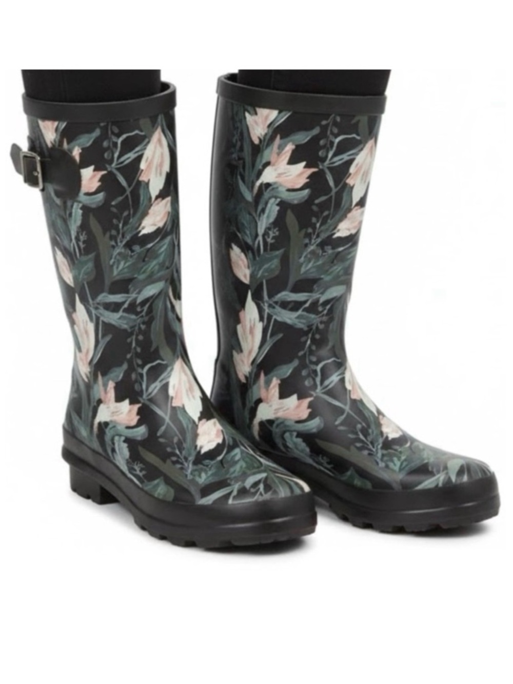 A New Day “Floral” Vicki Rubber Boots (NWT) (Size: 7)
